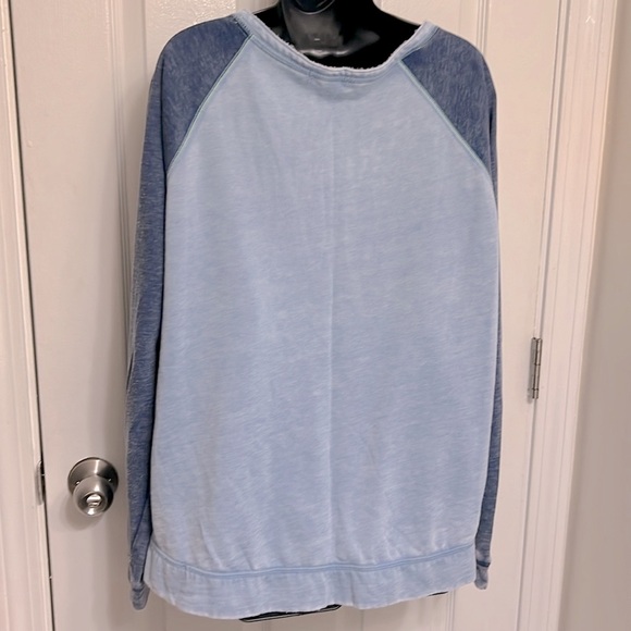 AEROPOSTALE 🦋 BLUE/GREEN TRIM COTTON BLEND LONG SLEEVE TSHIRT TOP Women’s XXL - Picture 4 of 6